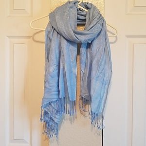 Sky Blue Scarf with Fringe